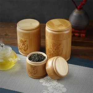 Antique Chinese Bamboo Wooden Loose Leaf Tea Container