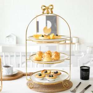 Vintage English Ceramic Bird Cage Afternoon High Tea Cake Stand 2-3 Tier For Sale