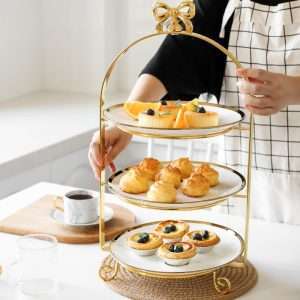 Vintage English Ceramic Bird Cage Afternoon High Tea Cake Stand 2-3 Tier For Sale