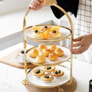 Vintage English Ceramic Bird Cage Afternoon High Tea Cake Stand 2-3 Tier For Sale