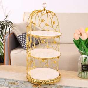 Antique English Birdcage Afternoon 2-3 Tier Tea Party Dessert And Fruit High Stand