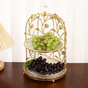 Antique English Birdcage Afternoon 2-3 Tier Tea Party Dessert And Fruit High Stand