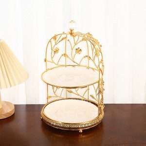Antique English Birdcage Afternoon 2-3 Tier Tea Party Dessert And Fruit High Stand