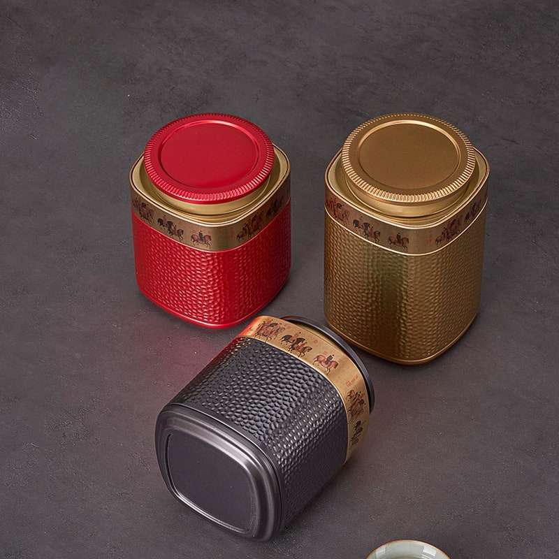 Black And Golden Small Tin Plate Container For Loose Leaf Black And Golden Small Tin Plate Container For Loose Leaf