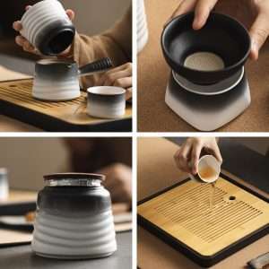 Black And White Antique Simple-style Porcelain Japanese Tea Ceremony Set