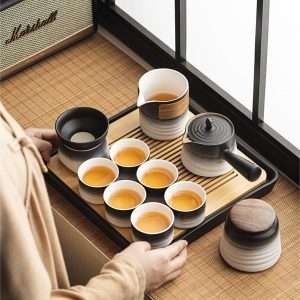 Black And White Antique Simple-style Porcelain Japanese Tea Ceremony Set