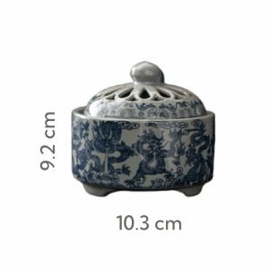 Blue and White Porcelain Dragon Theme Charcoal Cone Incense Holder Burner