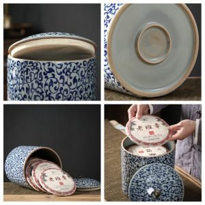 Vintage Chinese Large Blue and White Porcelain Loose Leaf and Tea Cake Big Container