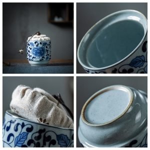 Antique Japanese Blue and White Porcelain Loose Leaf Tea Caddy