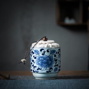 Antique Japanese Blue and White Porcelain Loose Leaf Tea Caddy