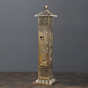 Brass Bamboo Chinese Stick Incense Burner Holder
