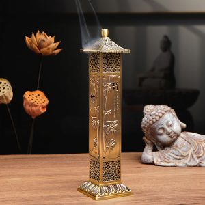 Brass Bamboo Chinese Stick Incense Burner Holder