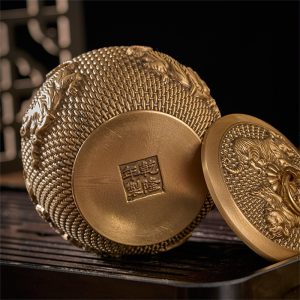 Vintage Chinese Brass Tea Caddy and Container for Loose Leaf Tea
