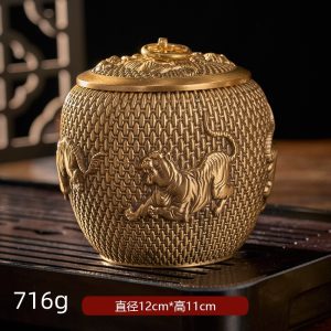 Vintage Chinese Brass Tea Caddy and Container for Loose Leaf Tea