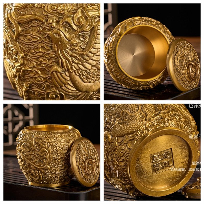 Vintage Chinese Brass Tea Caddy and Container for Loose Leaf Tea Vintage Chinese Brass Tea Caddy and Container for Loose Leaf Tea