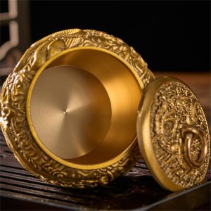 Vintage Chinese Brass Tea Caddy and Container for Loose Leaf Tea