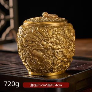 Vintage Chinese Brass Tea Caddy and Container for Loose Leaf Tea