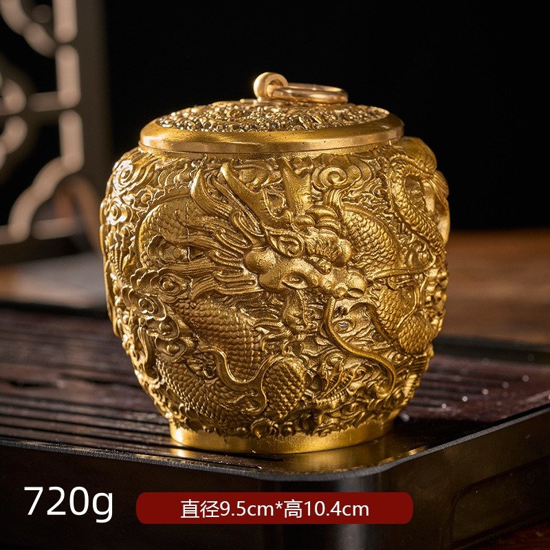 Vintage Chinese Brass Tea Caddy and Container for Loose Leaf Tea Vintage Chinese Brass Tea Caddy and Container for Loose Leaf Tea