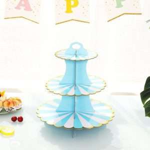 Collapsible Disposable Paper Cardboard Tea and Coffee Party Dessert Afternoon High Three Tier Stand