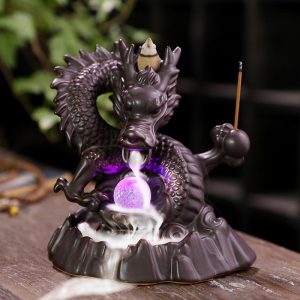 Chinese Dragon Ceramic Smoke Backflow and Waterfall Incense Burner