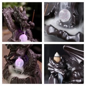 Chinese Dragon Ceramic Smoke Backflow and Waterfall Incense Burner