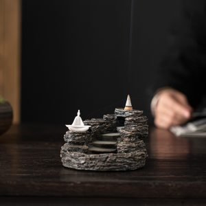 Chinese Mountain Path Backflow and Waterfall Incense Burner