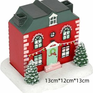 Christmas Red Wall Green Roof Cottage Log Cabin Incense Burner
