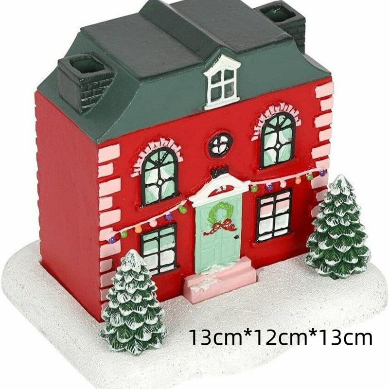 Christmas Red Wall Green Roof Cottage Log Cabin Incense Burner Christmas Red Wall Green Roof Cottage Log Cabin Incense Burner