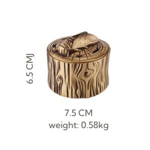 Small Cicada and Tree Pattern Antique Brass Incense Burner
