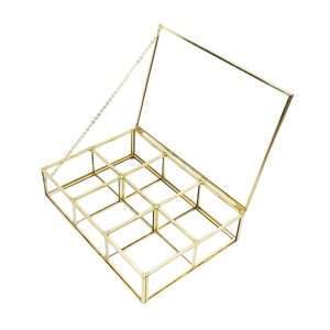 Clear Copper And Glass Tea Bag Holder Chest Organizer And Storage Box