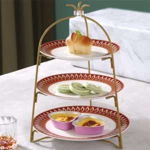 Modern Collapsible Bird Cage Afternoon High Tea Party Plate Stand Three Tier For Coffee And Dessert