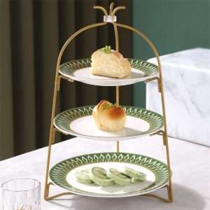Modern Collapsible Bird Cage Afternoon High Tea Party Plate Stand Three Tier For Coffee And Dessert