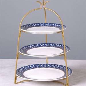 Modern Collapsible Bird Cage Afternoon High Tea Party Plate Stand Three Tier For Coffee And Dessert