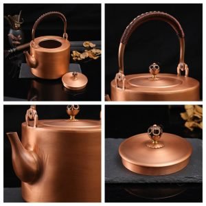 67.6 Fl Oz Large Vintage English Handmade Copper Tea Water Kettle For Sale
