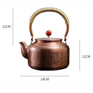 48 Fl Oz Antique Hammered Solid Copper Tea Kettle And Teapot For Sale