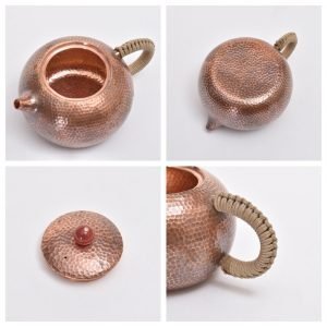 5.7 Fl Oz Small Vintage Chinese Xishi Hammered Copper Teapot For Sale