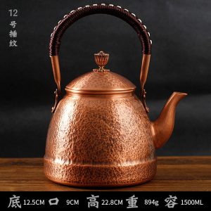 54 Fl Oz Large Vintage English Hammered Solid Copper Tea Kettle For Sale