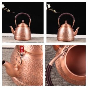 54 Fl Oz Large Vintage English Hammered Solid Copper Tea Kettle For Sale