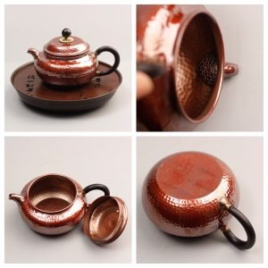 10.1 Fl Oz Small Vintage Handmade Hammered Annealing Copper Teapot