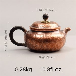 10.1 Fl Oz Small Vintage Handmade Hammered Annealing Copper Teapot