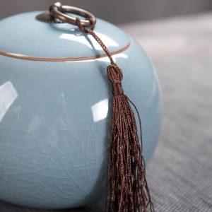 Blue Vintage Chinese Crack Porcelain Loose Leaf Tea Caddy for Sale