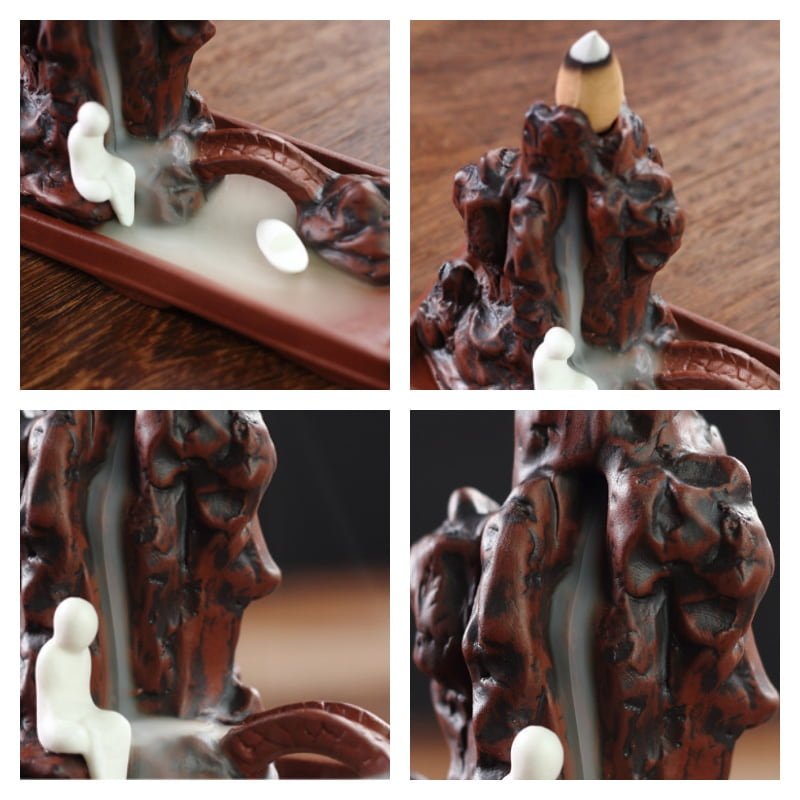 Creative Purple Clay Mountain and Bridge Backflow and Waterfall Incense Burner Creative Purple Clay Mountain and Bridge Backflow and Waterfall Incense Burner