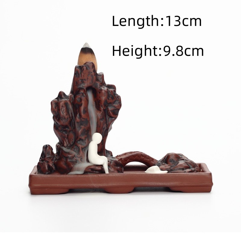 Creative Purple Clay Mountain and Bridge Backflow and Waterfall Incense Burner Creative Purple Clay Mountain and Bridge Backflow and Waterfall Incense Burner