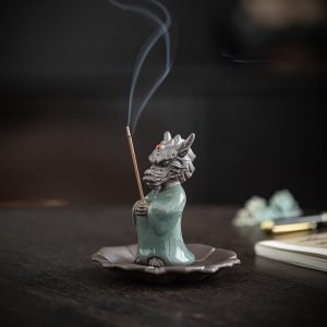 Creative Wishing Dragon Ceramic Chinese Stick Incense Burner Holder