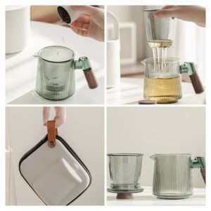 Modern Crystal Clear Glass Portable Travel Tea Container Set With Case