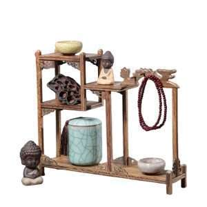 Rectangular Wooden Tea Cup And Towel Cheap Display Stand And Tea Shelf