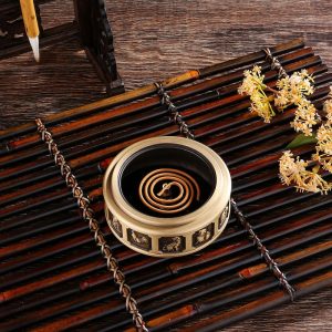 Delicate Zodiac Relief Chinese Antique Brass Incense Burner