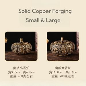 Detailed Pumpkin Carving Antique Chinese Brass Incense Burner