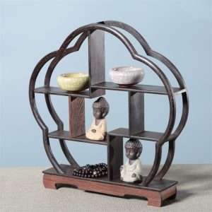 Plum Shape Classical Wooden Display Stand And Shelf For Tea Cup And Saucer