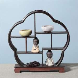 Plum Shape Classical Wooden Display Stand And Shelf For Tea Cup And Saucer